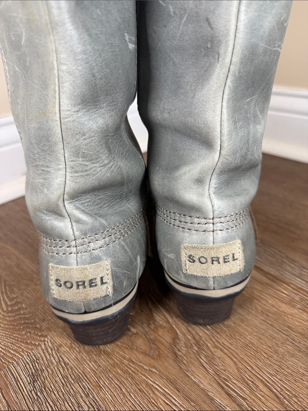 Sorel Slimpack Tall Riding Boots
Size 6 Women’s Gray/Taupe & Brown Leather Duck - Picture 8 of 12